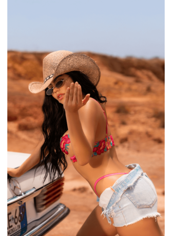 Ensemble 2 pièces résille brodée rose et bleue, soutien gorge et string - MAL8927SEGA